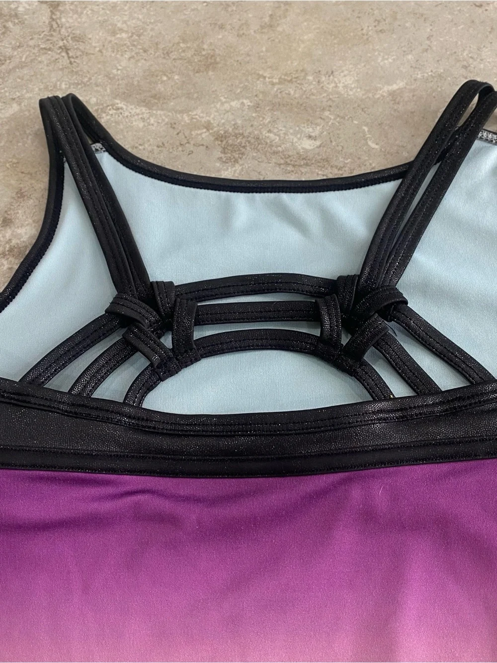 Justice Girls' Ombre One-Piece leotard in Black, Purple, Pink & Blue size 12-